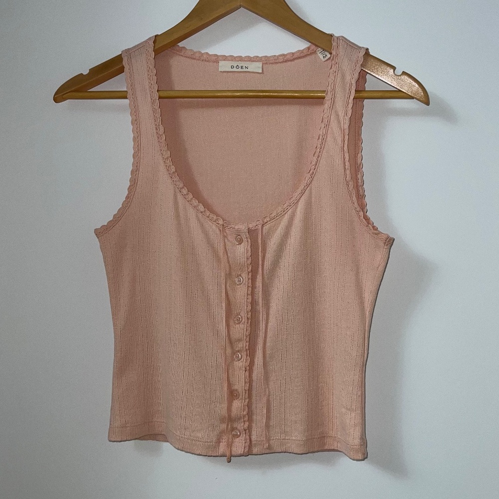 Dôen Lois Tank, Size M, in Degas Pink Pointelle - Picture 11 of 16